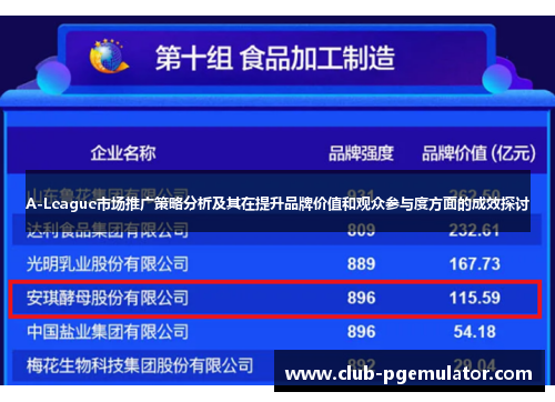A-League市场推广策略分析及其在提升品牌价值和观众参与度方面的成效探讨