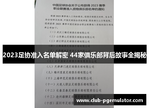 2023足协准入名单解密 44家俱乐部背后故事全揭秘